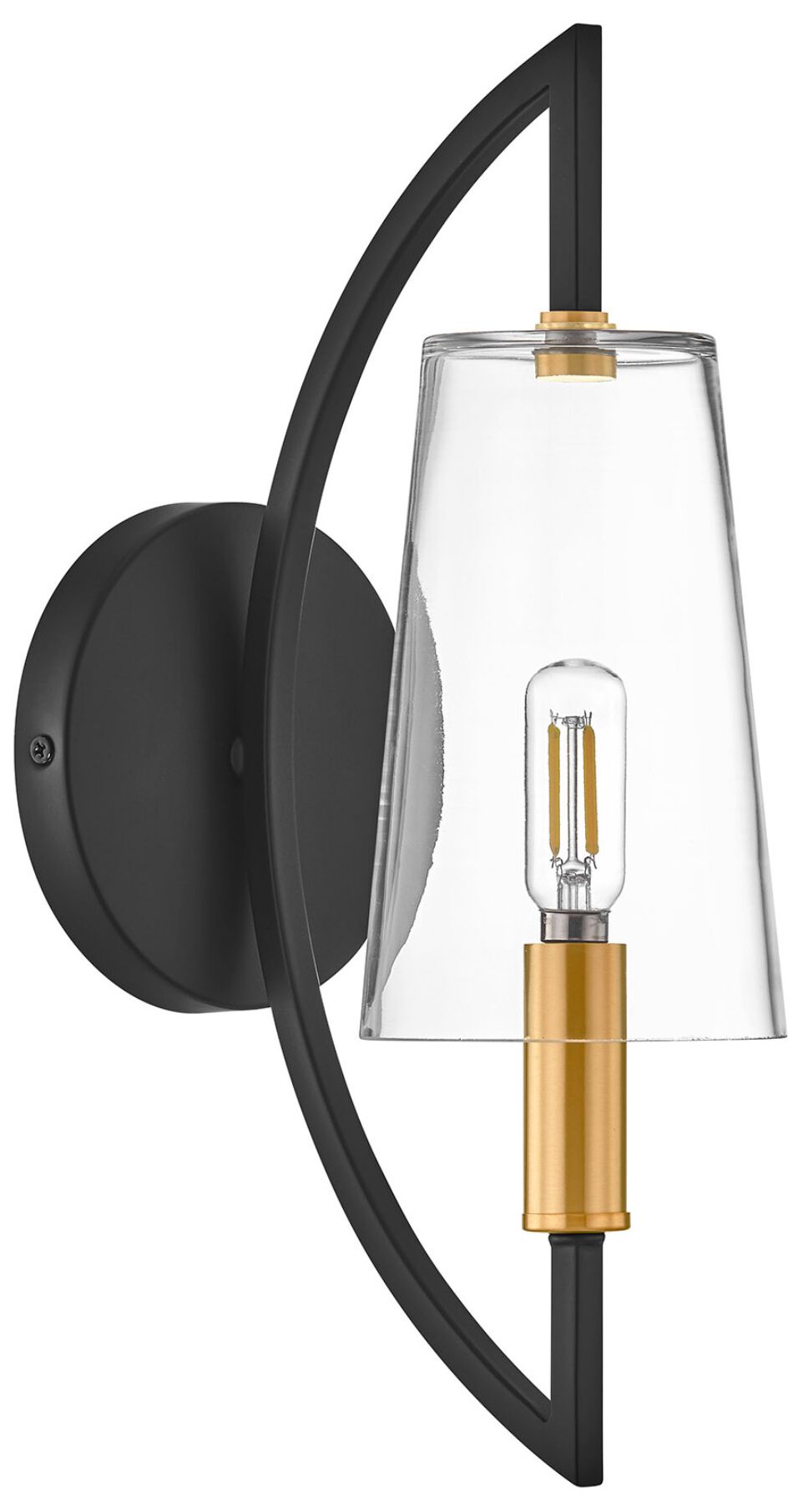 Image 2 Hanley 1-Light Wall Sconce in Matte Black and Warm Brass more views