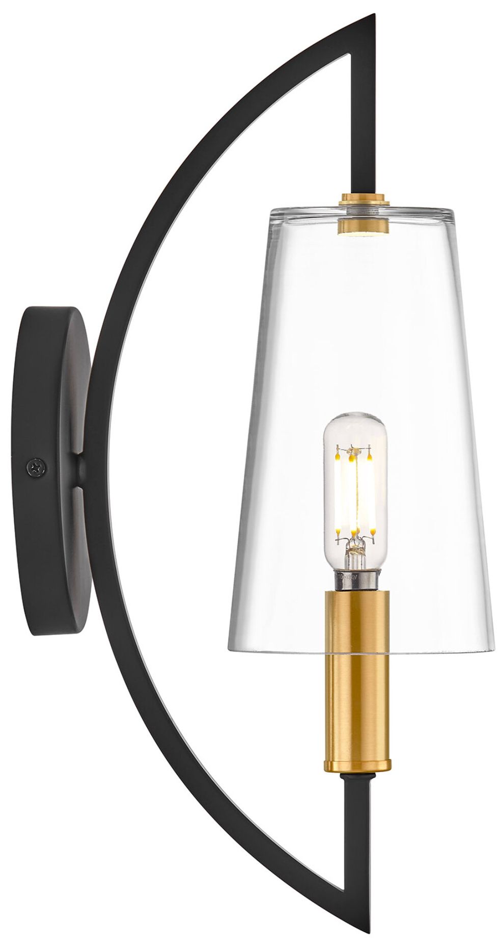 Image 3 Hanley 1-Light Wall Sconce in Matte Black and Warm Brass more views