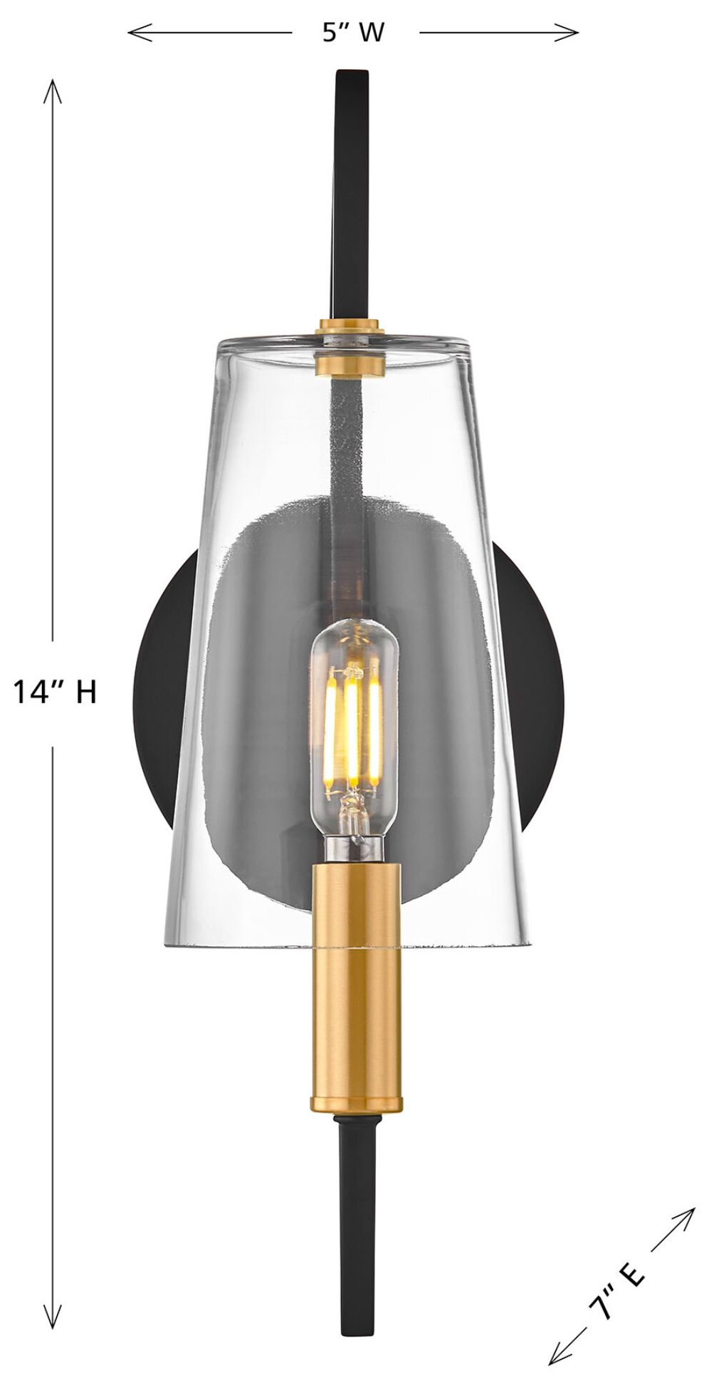 Image 4 Hanley 1-Light Wall Sconce in Matte Black and Warm Brass more views