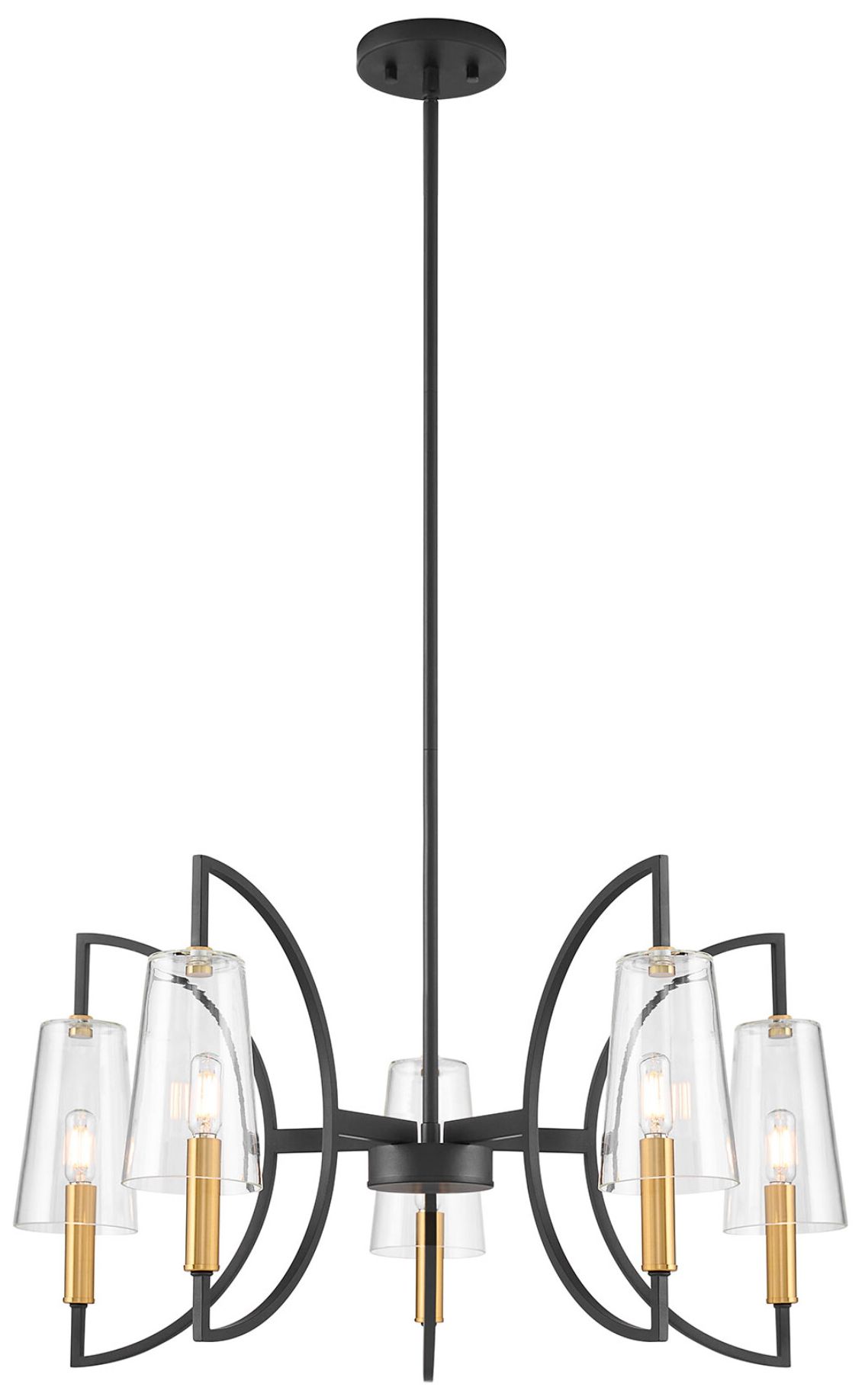 Thumbnail3 of Hanley 5-Light Chandelier in Matte Black and Warm Brass more views