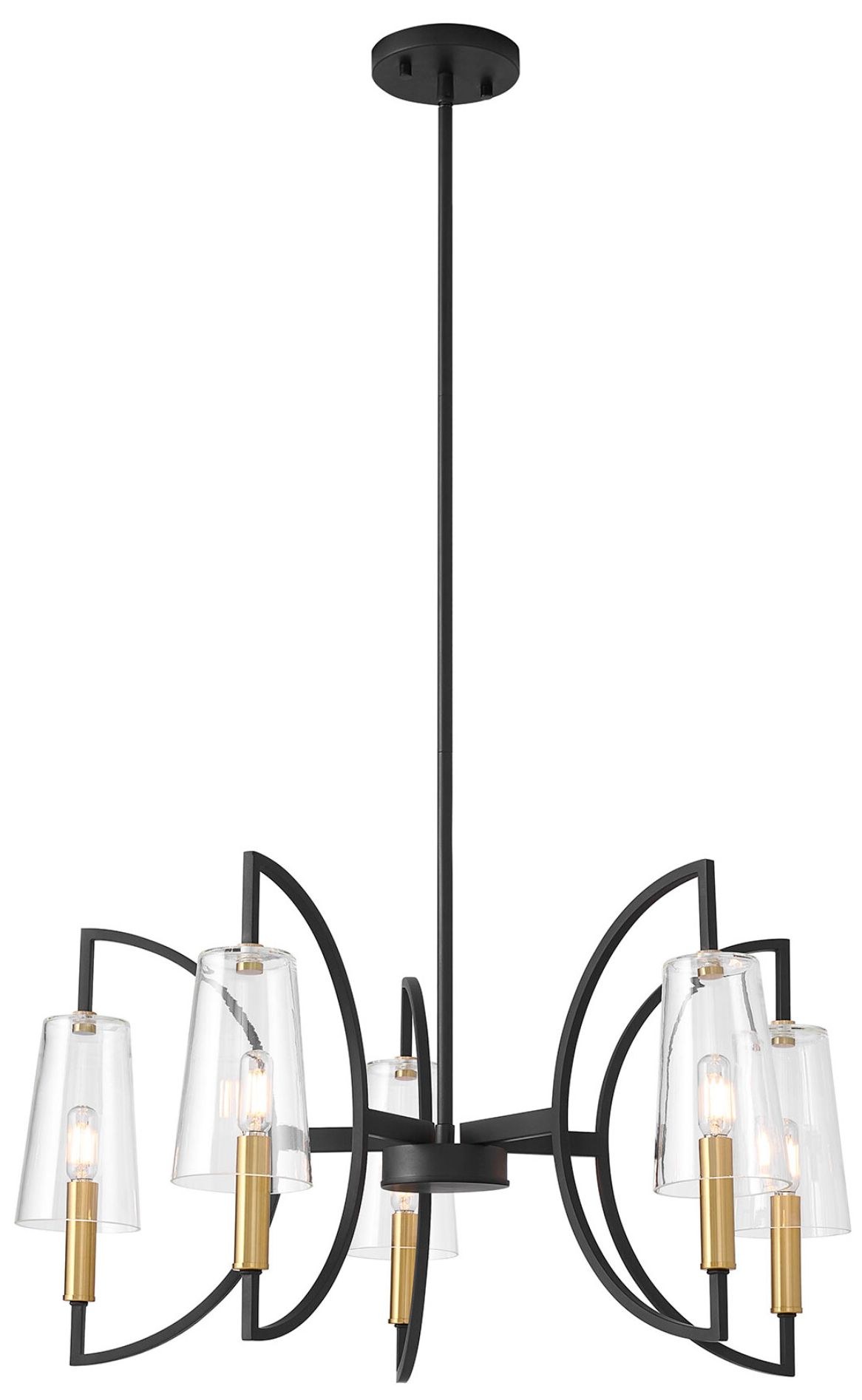 Hanley 5-Light Chandelier in Matte Black and Warm Brass
