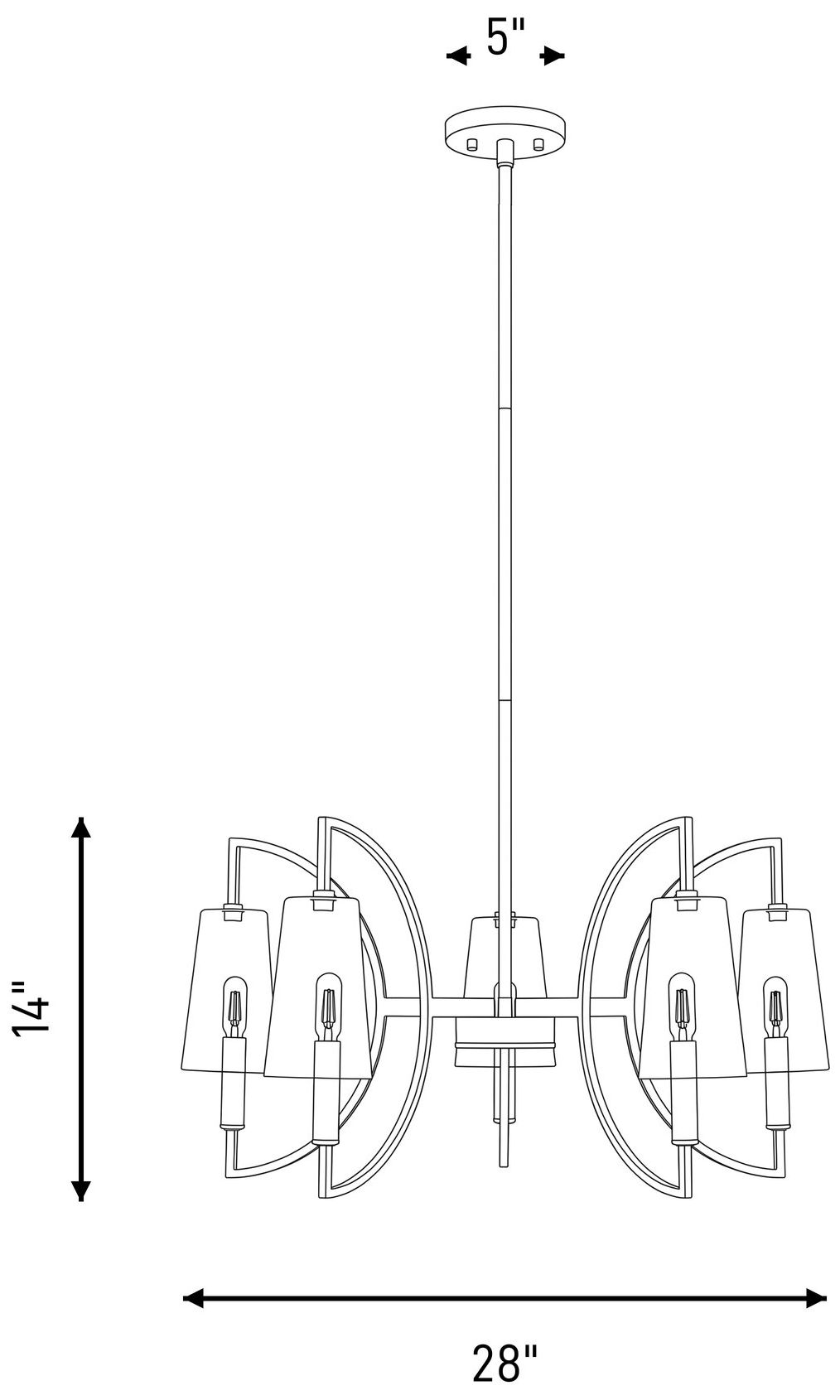 Hanley 5-Light Chandelier in Matte Black and Warm Brass