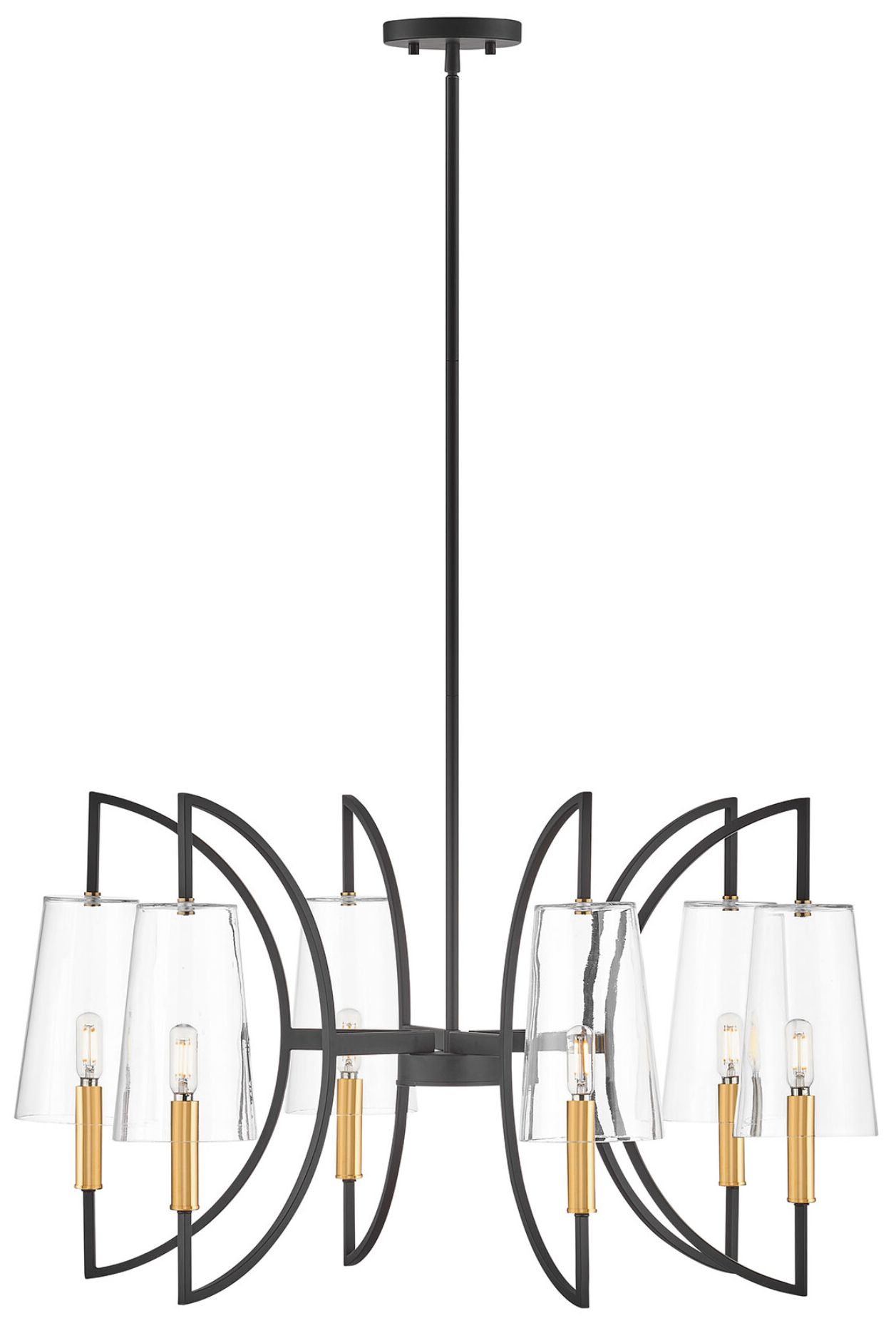 Hanley 6-Light Chandelier in Matte Black and Warm Brass