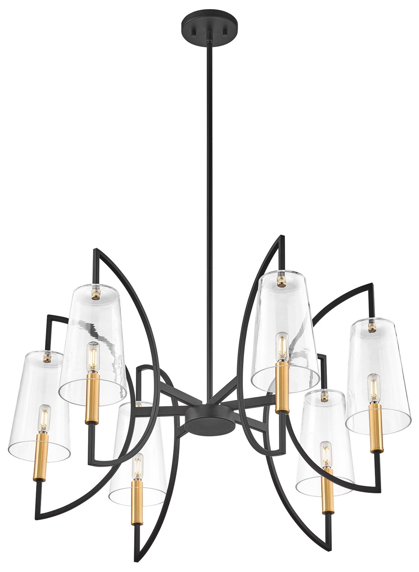 Image 4 Hanley 6-Light Chandelier in Matte Black and Warm Brass more views
