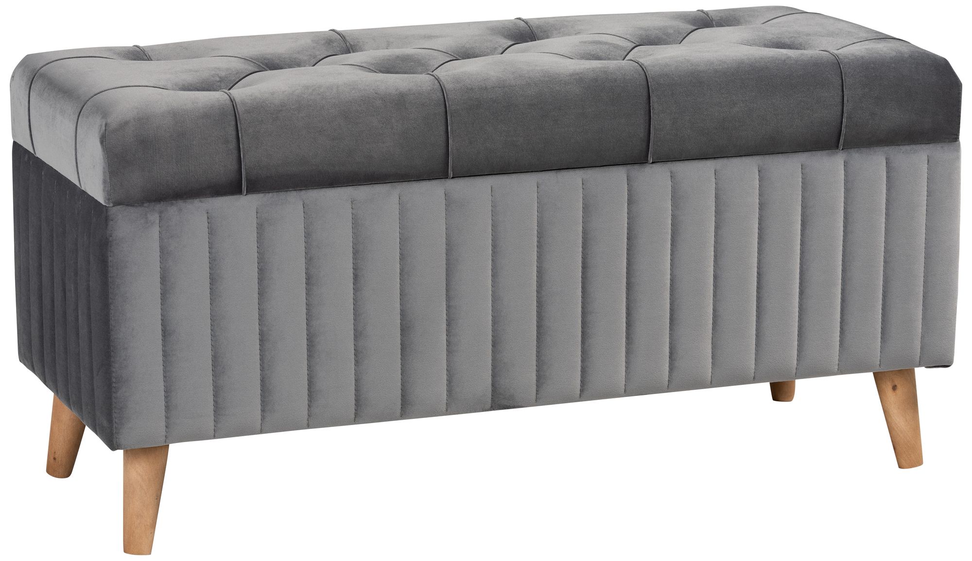Hanley Tufted Gray Velvet Fabric Storage Ottoman 449T0 Lamps Plus