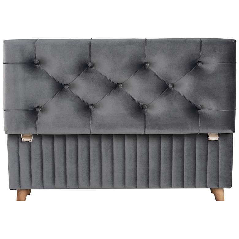Image 4 Hanley Tufted Gray Velvet Fabric Storage Ottoman more views