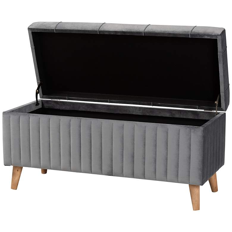 Image 5 Hanley Tufted Gray Velvet Fabric Storage Ottoman more views