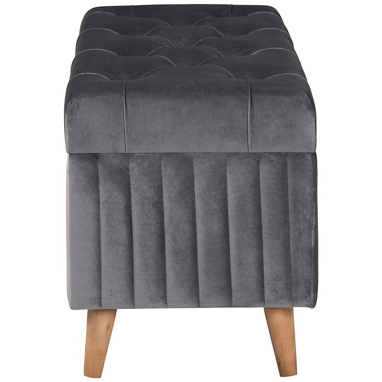 Image 7 Hanley Tufted Gray Velvet Fabric Storage Ottoman more views