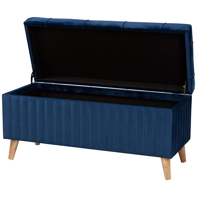 Image 5 Hanley Tufted Navy Blue Velvet Fabric Storage Ottoman more views