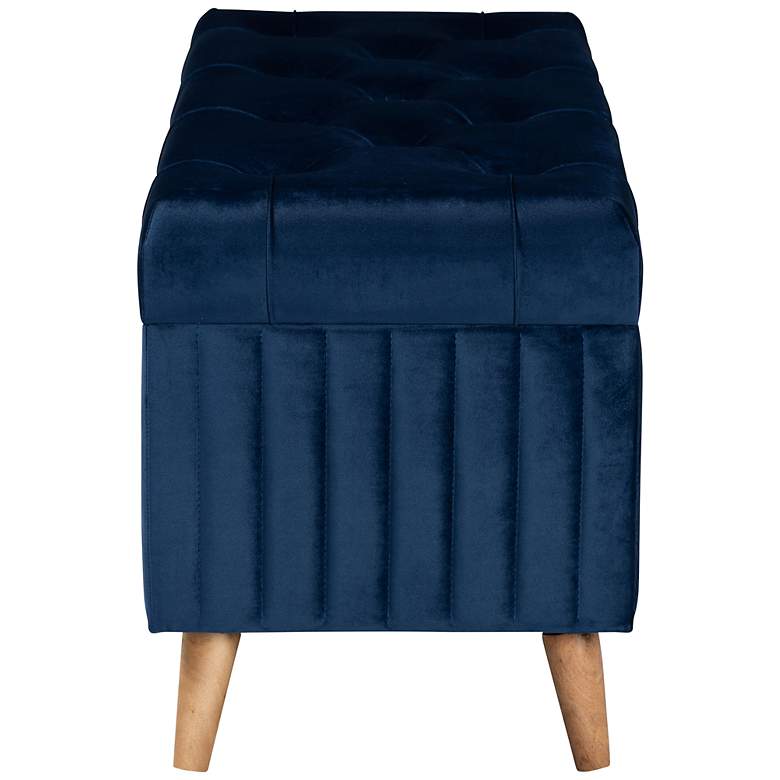 Image 7 Hanley Tufted Navy Blue Velvet Fabric Storage Ottoman more views