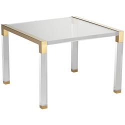 Hanna 23 1/2&quot; Wide Gold and Clear Acrylic Side Table
