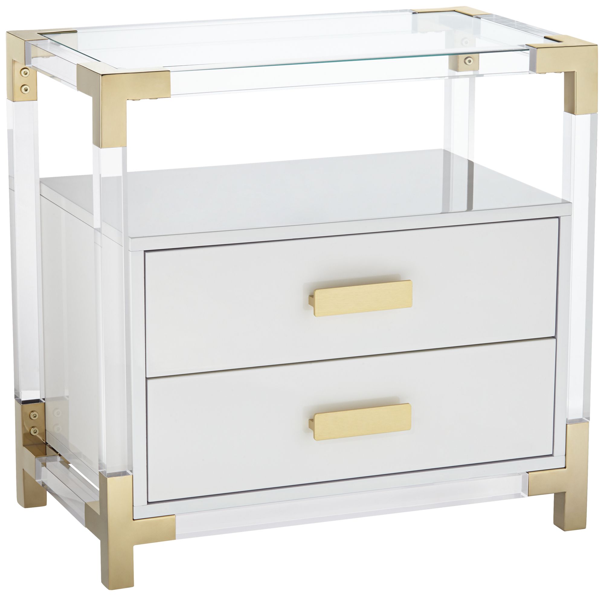 Image 3 Hanna 23 1/2" Wide White and Gold Acrylic Accent Table