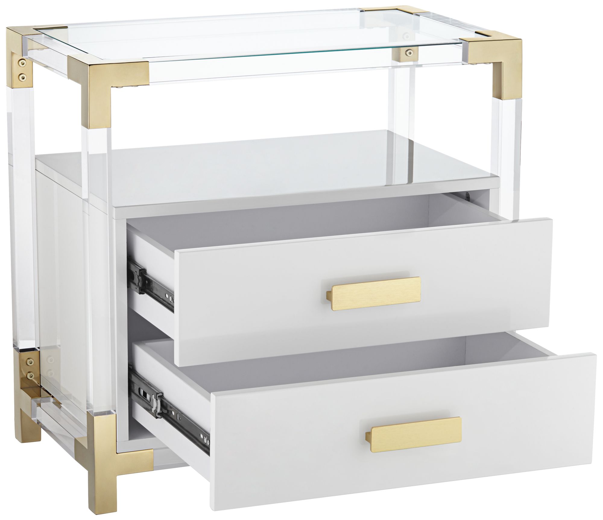 Hanna 23 1/2" Wide White and Gold Acrylic Accent Table in scene