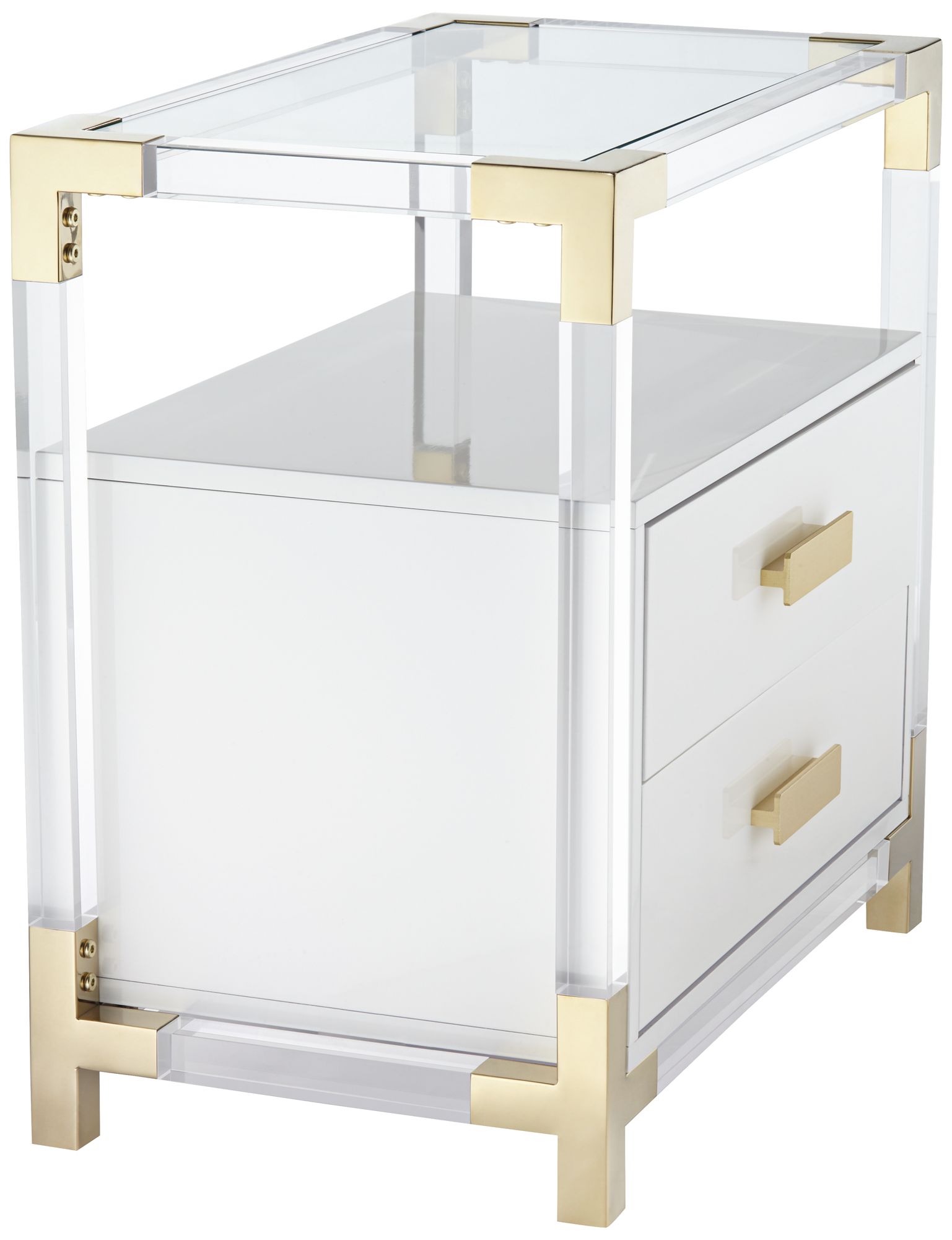 Hanna 23 1/2" Wide White and Gold Acrylic Accent Table in scene