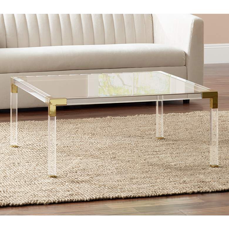 Image 2 Hanna 40 inch Square Clear Acrylic Modern Coffee Table
