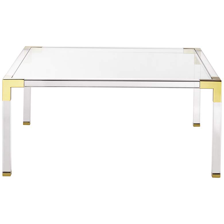 Image 5 Hanna 40" Square Clear Acrylic Modern Coffee Table more views