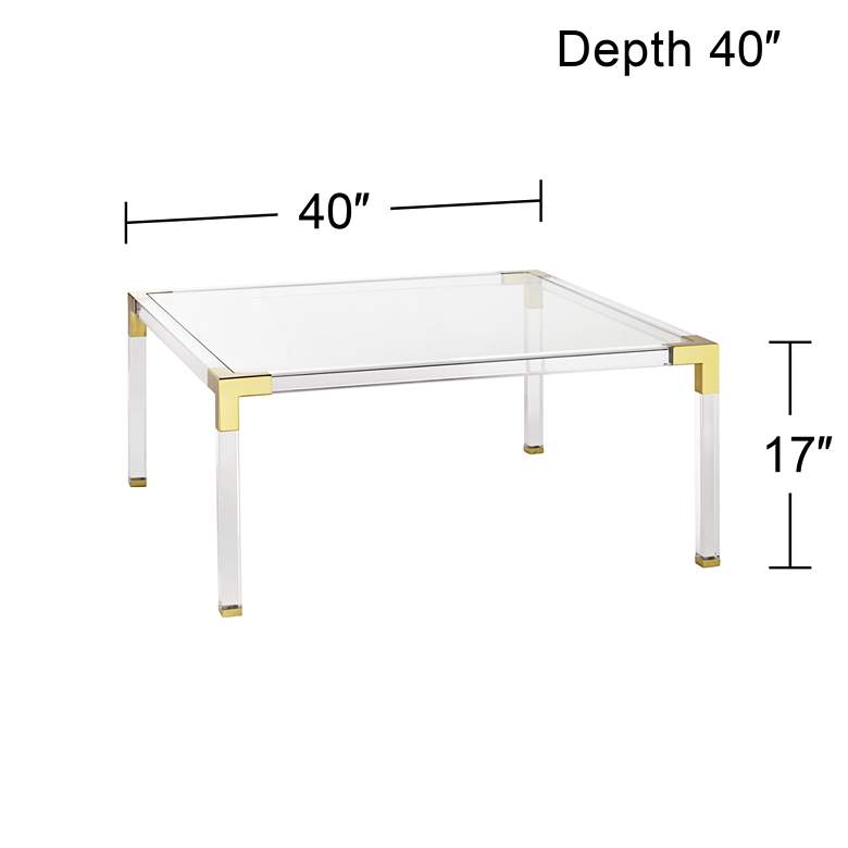 Image 6 Hanna 40" Square Clear Acrylic Modern Coffee Table more views