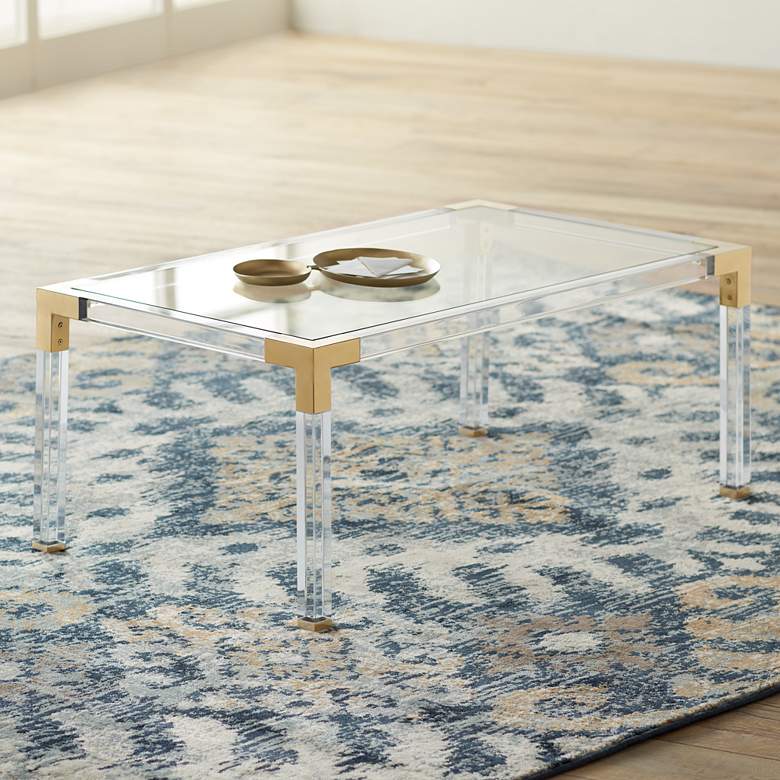 Image 2 Hanna 42" Wide Rectangular Clear Acrylic Coffee Table