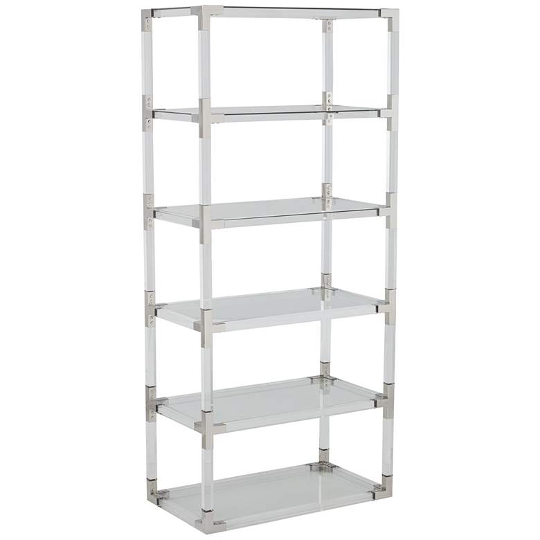 Image 2 Hanna 70 3/4 inch Clear Acrylic and Chrome 6-Shelf Open Bookcase