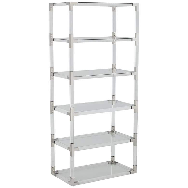 Image 2 Hanna 70 3/4" Clear Acrylic and Chrome 6-Shelf Open Bookcase