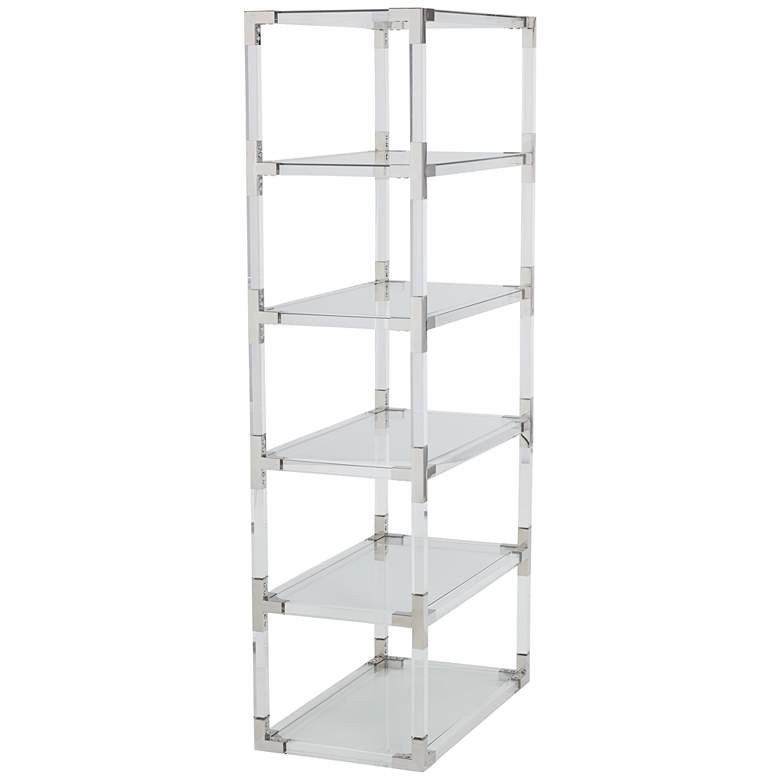 Image 5 Hanna 70 3/4 inch Clear Acrylic and Chrome 6-Shelf Open Bookcase more views