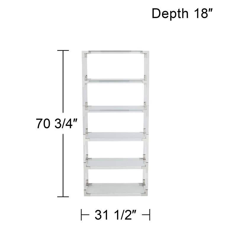 Image 7 Hanna 70 3/4 inch Clear Acrylic and Chrome 6-Shelf Open Bookcase more views