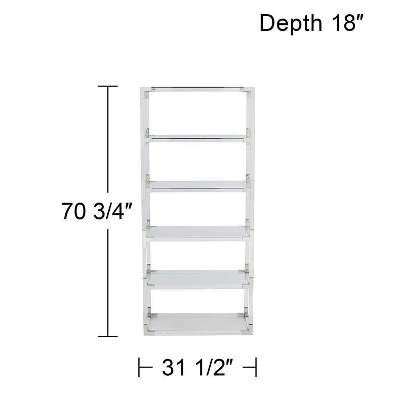 Image 7 Hanna 70 3/4" Clear Acrylic and Chrome 6-Shelf Open Bookcase more views