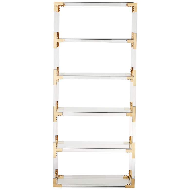 Image 5 Hanna 70 3/4" Clear Acrylic and Gold 6-Shelf Open Bookcase more views