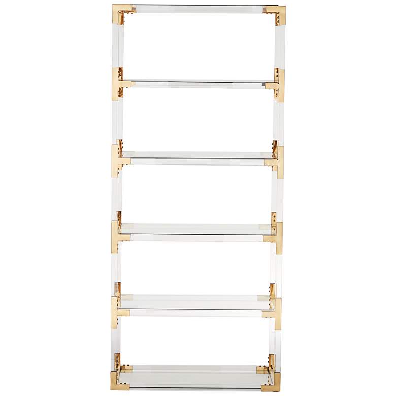 Image 5 Hanna 70 3/4 inch Clear Acrylic and Gold 6-Shelf Open Bookcase more views