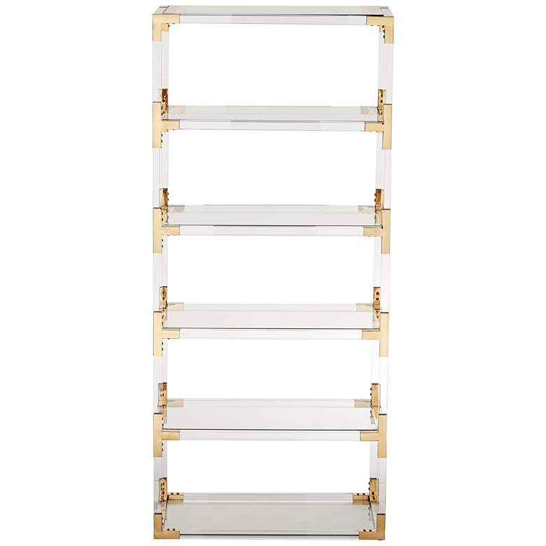 Image 6 Hanna 70 3/4 inch Clear Acrylic and Gold 6-Shelf Open Bookcase more views