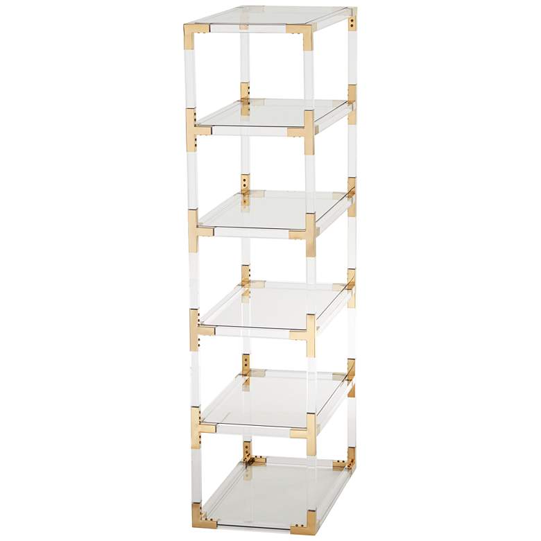 Image 7 Hanna 70 3/4" Clear Acrylic and Gold 6-Shelf Open Bookcase more views