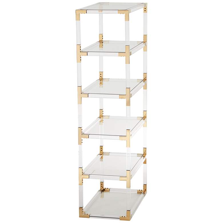 Image 7 Hanna 70 3/4 inch Clear Acrylic and Gold 6-Shelf Open Bookcase more views