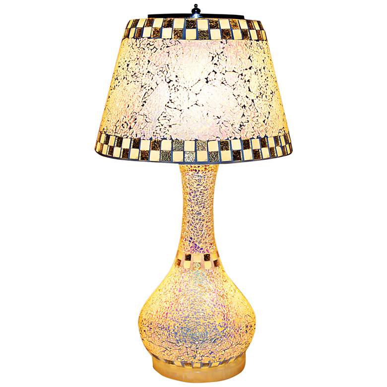 Image 1 Hannaford Hand-Crafted Cream Mix Glass Table Lamp