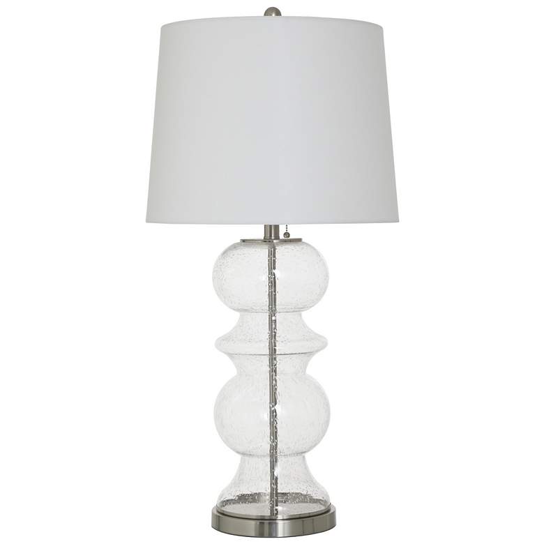 Image 1 Hannah 32"H Seeded Glass Silver Steel Table Lamp w/ Off-White Shade
