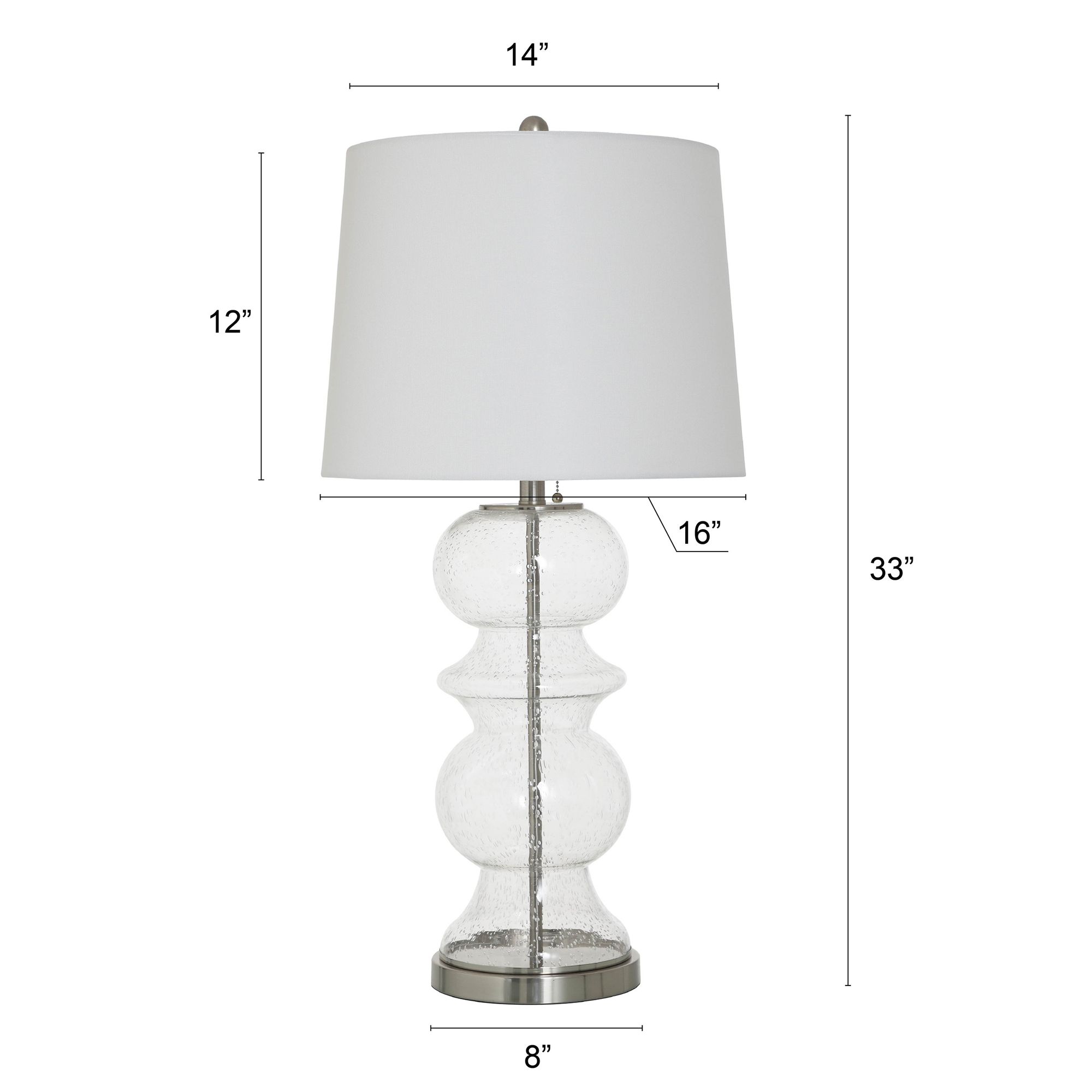 Image 4 Hannah 32"H Seeded Glass Silver Steel Table Lamp w/ Off-White Shade more views