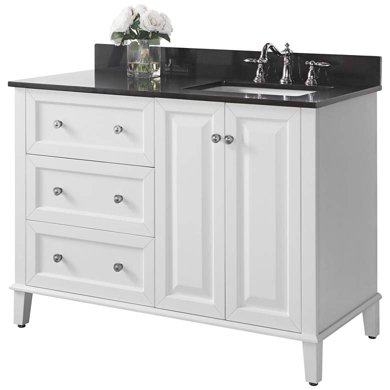 Image 1 Hannah 48" White Quartz-Top Off-Center Right Sink Vanity