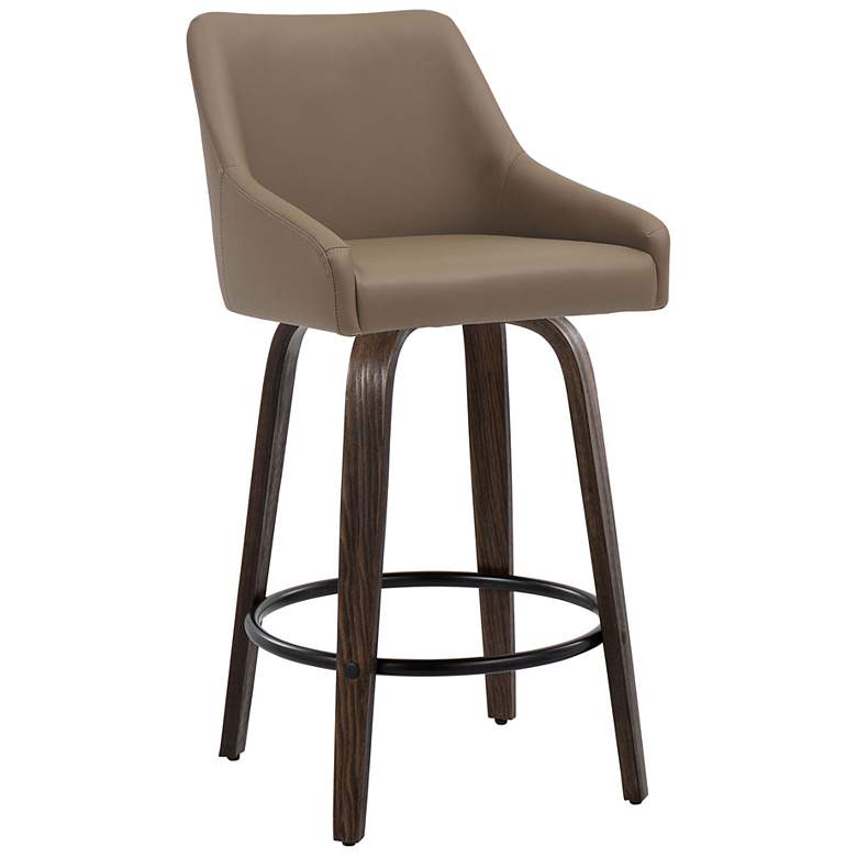 Image 3 Hannah Counter Stool Walnut Glazed Wood Brown PU by LumiSource Pair more views