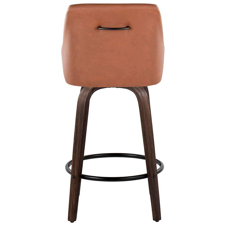 Image 6 Hannah Counter Stool Walnut Glazed Wood Camel PU by LumiSource Pair more views