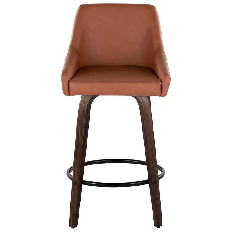 Image 7 Hannah Counter Stool Walnut Glazed Wood Camel PU by LumiSource Pair more views