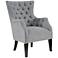 Hannah Gray Fabric Button Tufted Wing Chair