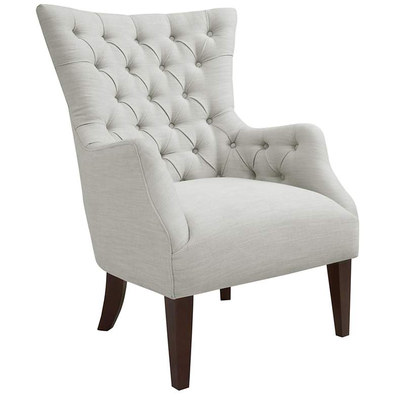 Image 2 Hannah Ivory Fabric Button Tufted Wing Chair