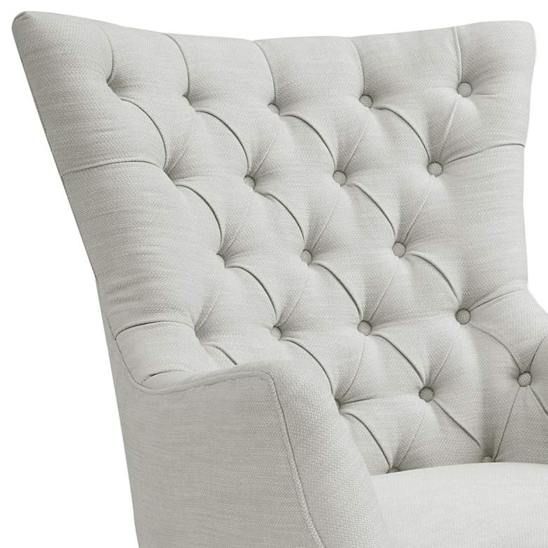Image 3 Hannah Ivory Fabric Button Tufted Wing Chair more views
