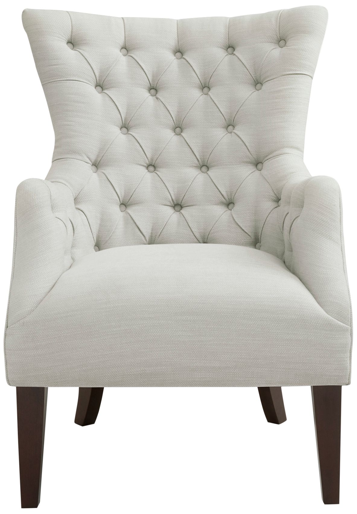 Hannah Ivory Fabric Button Tufted Wing Chair