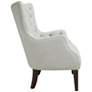 Hannah Ivory Fabric Button Tufted Wing Chair