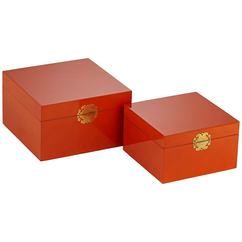 Image 1 Hannah Set of 2 Orange Lacquer Storage Boxes