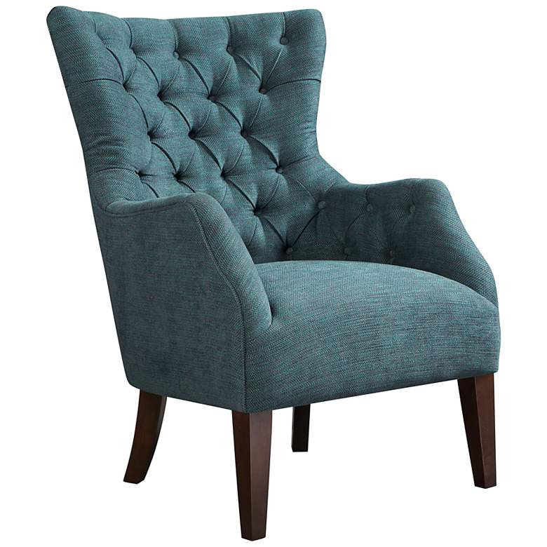 Image 1 Hannah Teal Fabric Button Tufted Wing Chair