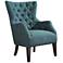 Hannah Teal Fabric Button Tufted Wing Chair