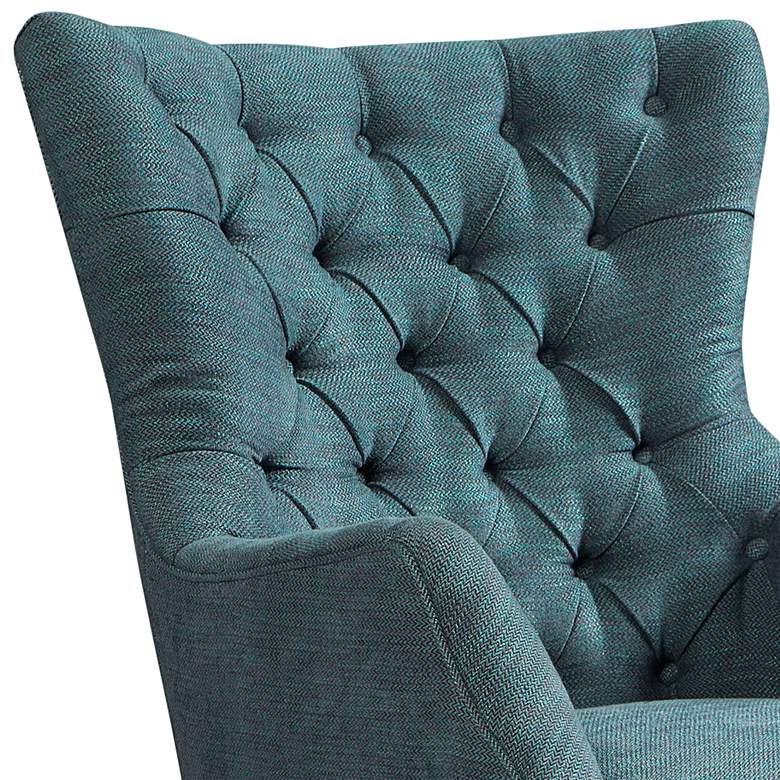 Image 2 Hannah Teal Fabric Button Tufted Wing Chair more views