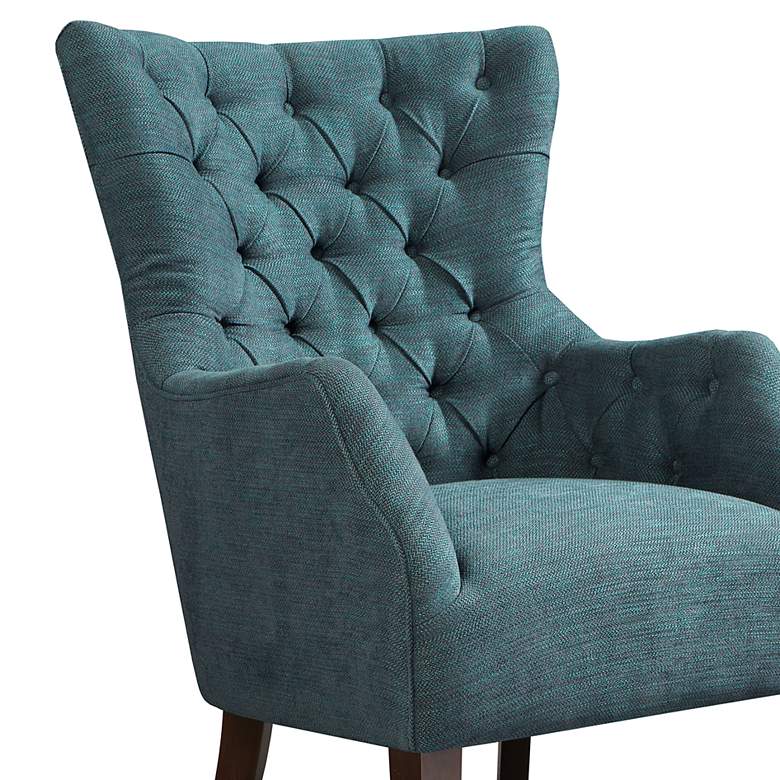 Image 4 Hannah Teal Fabric Button Tufted Wing Chair more views