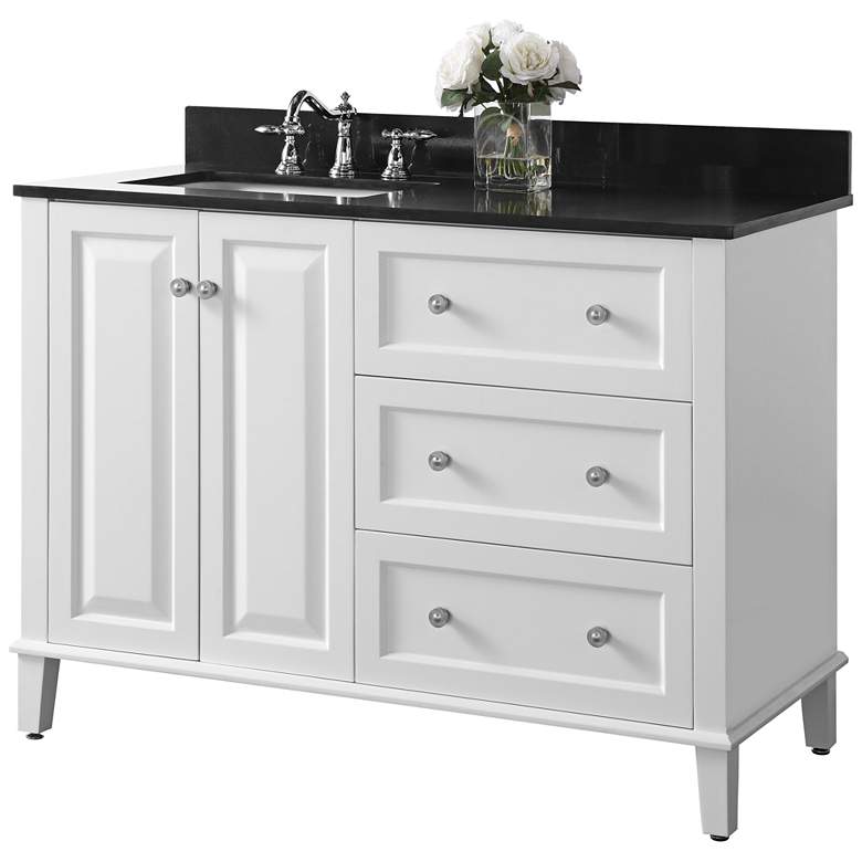 Image 1 Hannah White 48 inch Quartz-Top Off-Center Left Sink Vanity